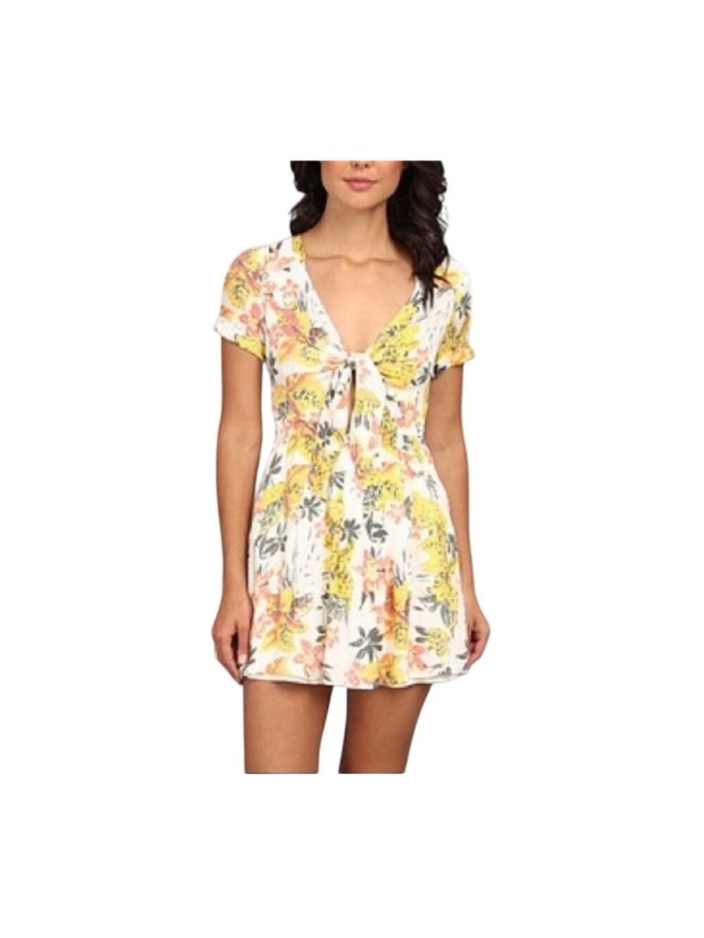 Free People Part Time Lover Lily Combo Tie Front Floral Dress Size 10